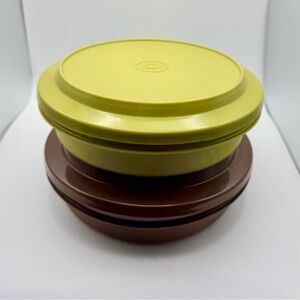 LOT Vintage Tupperware Seal-N-Serve Bowl 1206 & Lid 1207 Brown